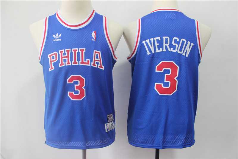 Youth 76ers 3 Allen Iverson Blue Hardwood Classics Jersey,We sell and wholesale Youth 76ers 3 Allen Iverson Blue Hardwood Classics Jersey on line form chian!